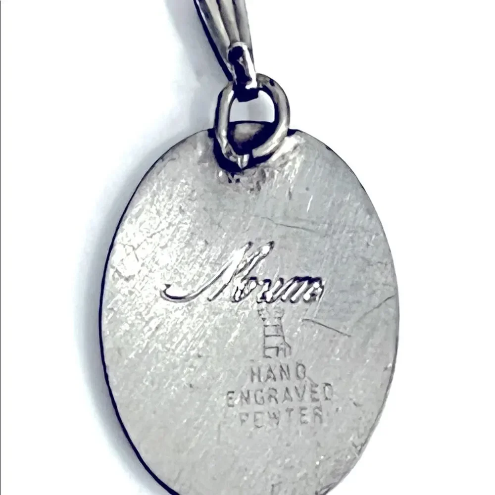 American Vintage PEWTER EARRINGS & PENDANT 3-pc Set Floral Mum Hand Engraved - Picture 4 of 4